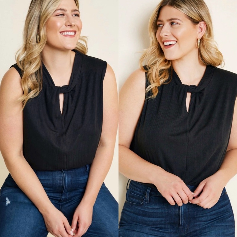 NWT Plus Ribbed High Collar Twist Top